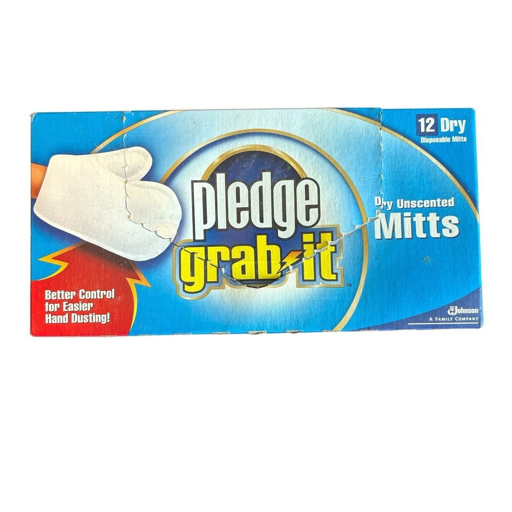 Pledge Grab It Dusting Mitt Gloves 8 Ct Dry Disposable - Open box